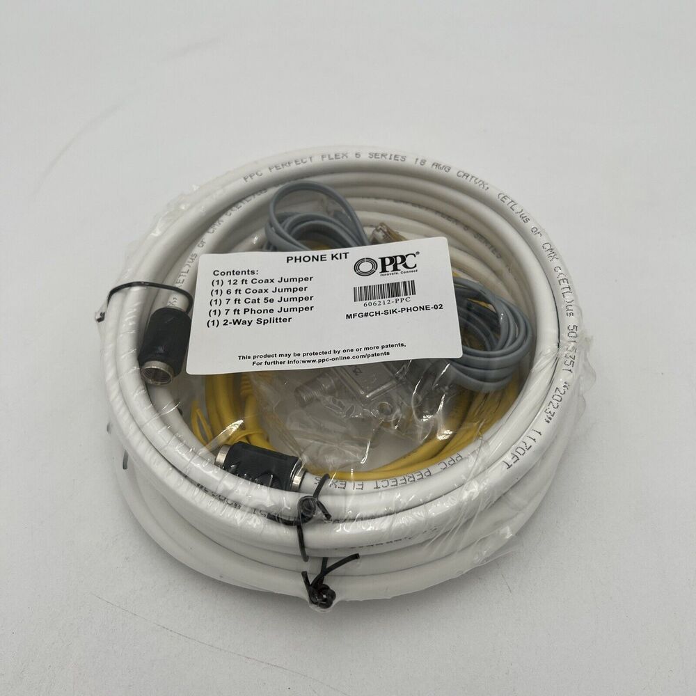 PPC 606212-PPC Phone Kit Coax/CAT 5E/Phone Jumper 2-Way Splitter